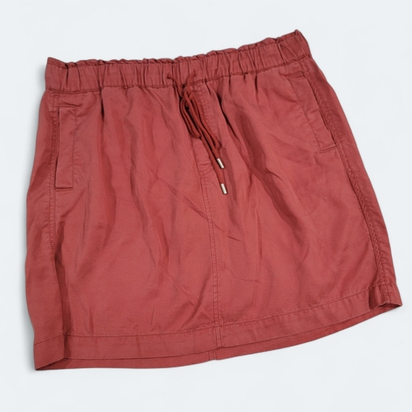 LOFT Rust-Coral Red Drawstring Skirt Size Large Casual Summer - Picture 8 of 10